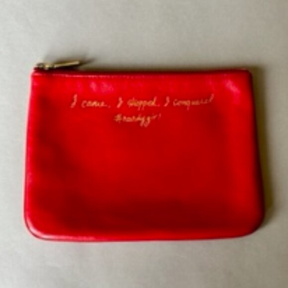 Rebecca Minkoff Red Leather Cosmetics Accessories Pouch Bag - Picture 1 of 5
